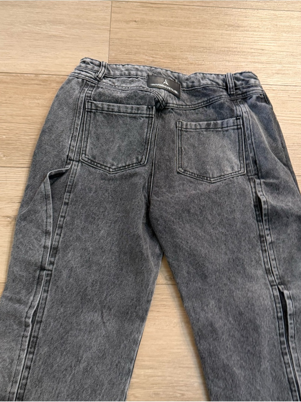 Maniere De Voir Washed Black Wide Leg Jeans - Picture 4 of 8